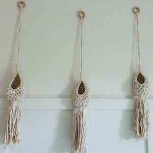 3pc Cream Macrame Plant Pod